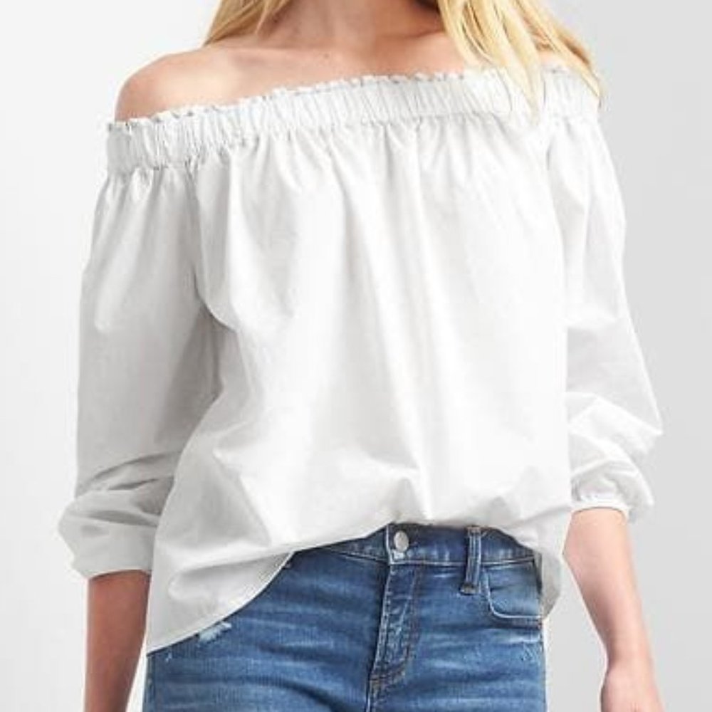 Gap NWT Poplin Off Shoulder White Blouse (Fits XS/S)